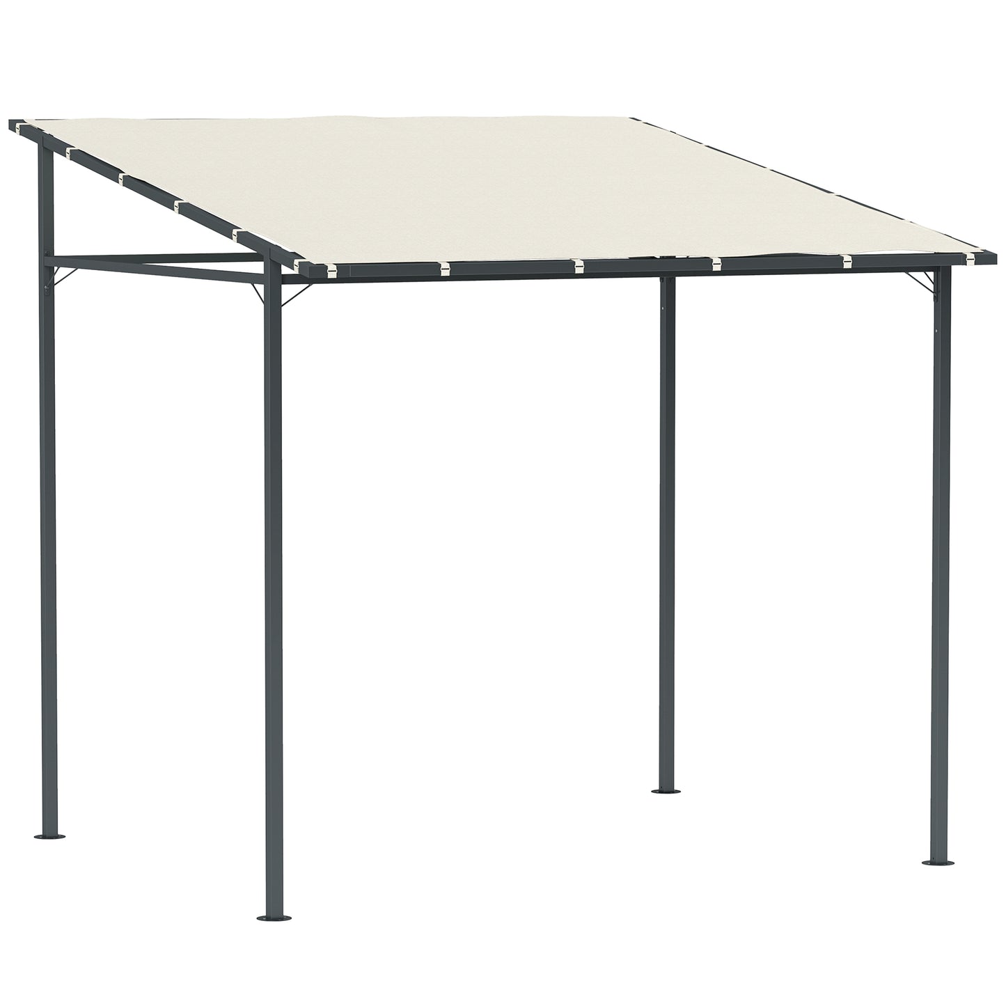 Photo of Outsunny 2.4 x 2.4 m Wall Mounted Pergola Gazebo with PA Coating Fabric and Metal Frame, UPF30+, Lean to Garden Gazebo, Wind Resistant Outdoor Sun Shade Shelter for Garden, Deck, Cream White in White colour on a white background