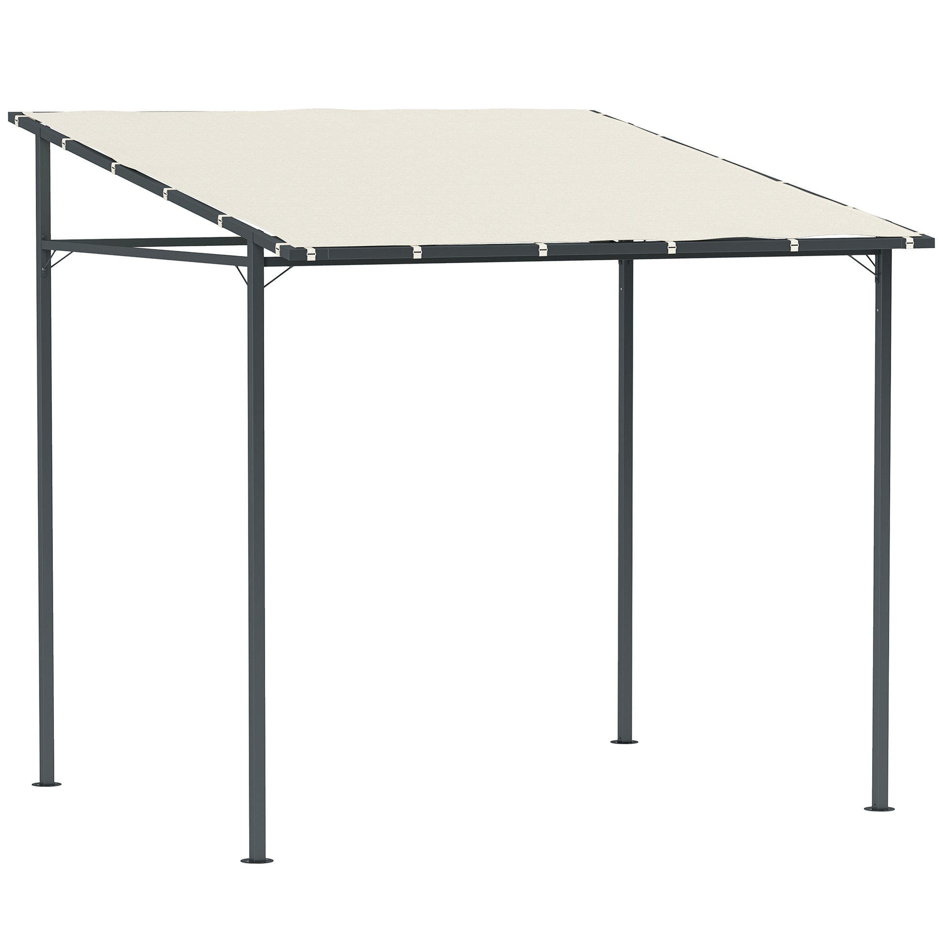Photo of Outsunny 2.4 x 2.4 m Wall Mounted Pergola Gazebo with PA Coating Fabric and Metal Frame, UPF30+, Lean to Garden Gazebo, Wind Resistant Outdoor Sun Shade Shelter for Garden, Deck, Cream White in White colour on a white background