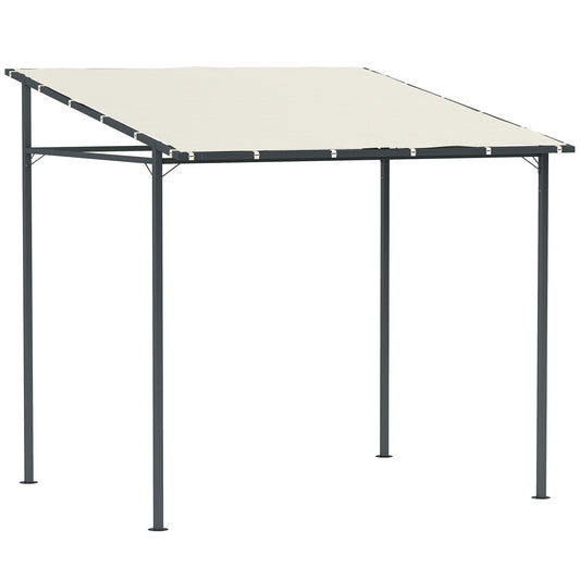 Photo of Outsunny 2.4 x 2.4 m Wall Mounted Pergola Gazebo with PA Coating Fabric and Metal Frame, UPF30+, Lean to Garden Gazebo, Wind Resistant Outdoor Sun Shade Shelter for Garden, Deck, Cream White in White colour on a white background
