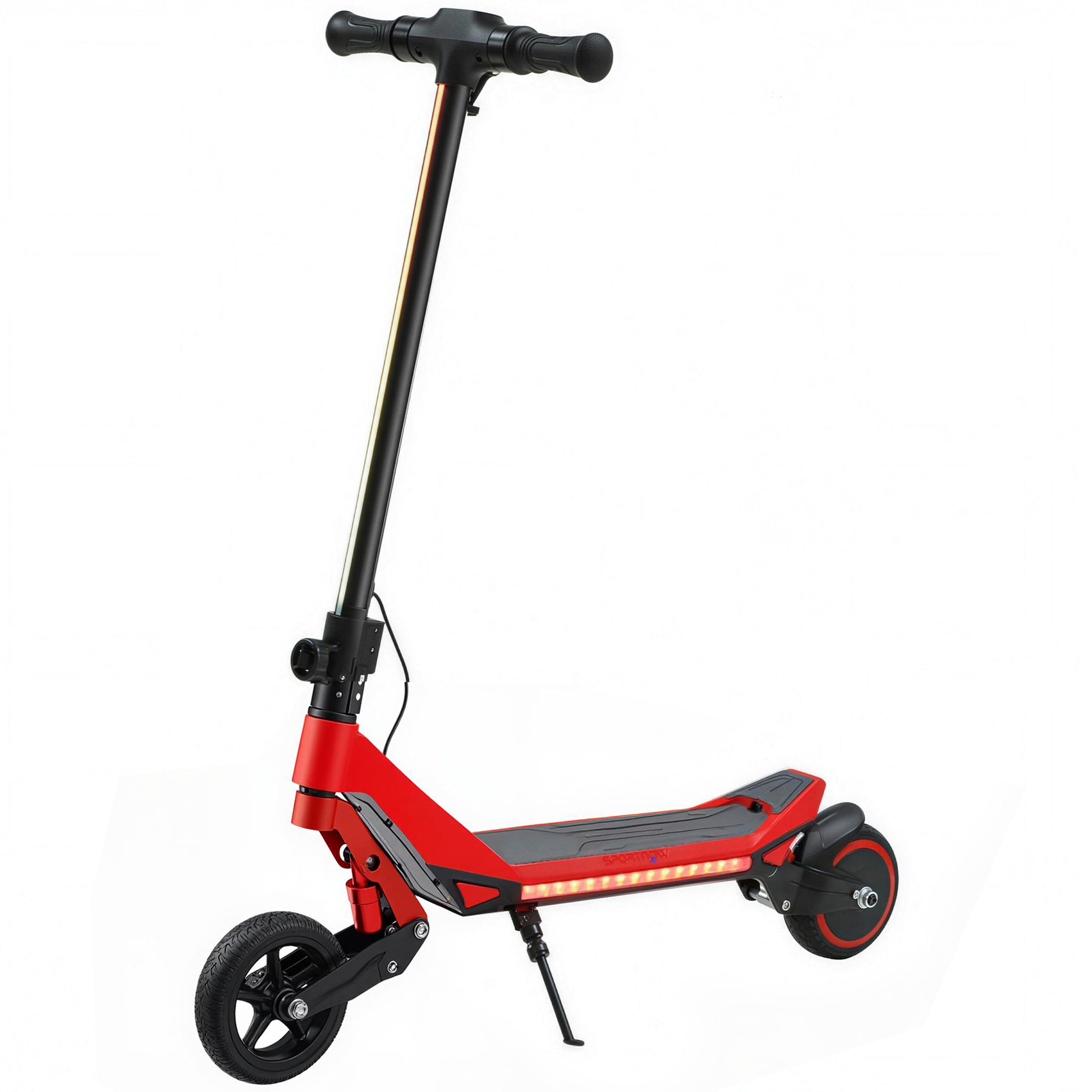 Photo of SPORTNOW Electric Scooter for Kids, Foldable E Scooter for Age Age 6+ with LED Display, RGB lights, Up to 16km/h, Red in Red colour on a white background