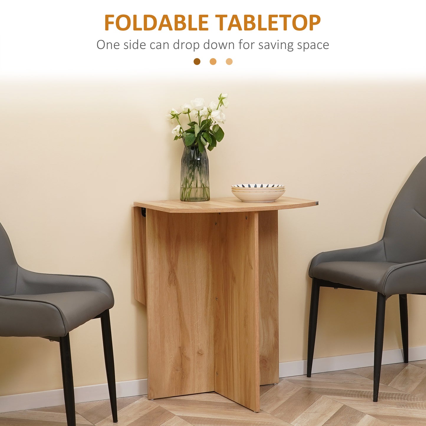 HOMCOM Four-Person Drop Leaf Dining Table - Wood-Effect