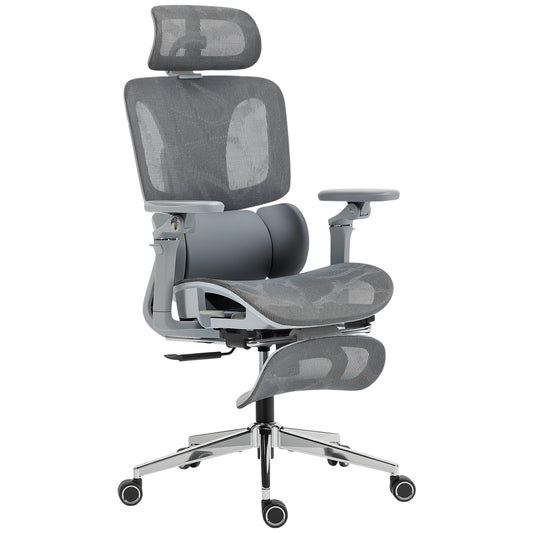 Photo of HOMCOM Ergonomic Office Chair, High Back Mesh Desk Chair, Grey in Grey colour on a white background