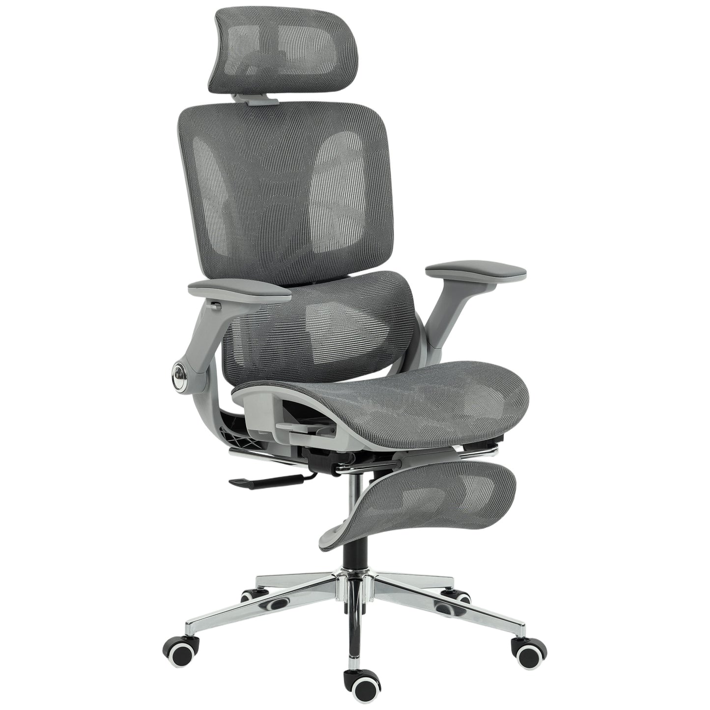 Photo of HOMCOM Ergonomic Office Chair, High Back Mesh Desk Chair, Grey in Grey colour on a white background