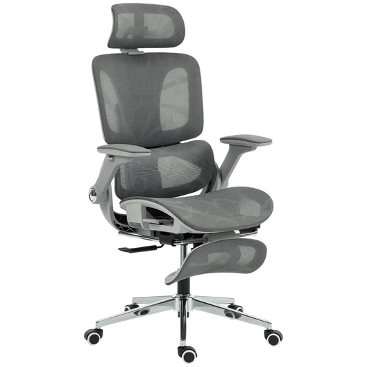 Photo of HOMCOM Ergonomic Office Chair, High Back Mesh Desk Chair, Grey in Grey colour on a white background