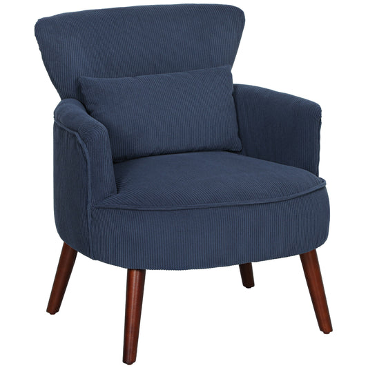 Photo of HOMCOM Corduroy Retro Accent Chair - Blue in Blue colour on a white background