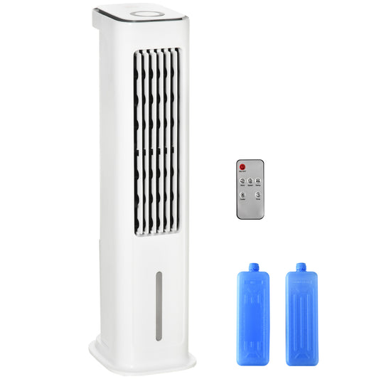 Photo of HOMCOM Evaporative Air Cooler, 5L Water Tank Oscillating Ice Cooling Fan with 3 Modes, 3 Speeds, Remote Control, Timer, and Oscillation, White in White colour on a white background