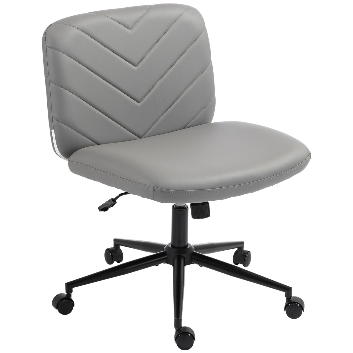 Photo of HOMCOM Home Office Desk Chair Height Adjustable Swivel Chair Cross Legged Wide Seat Swivel Wheels Grey in Grey colour on a white background