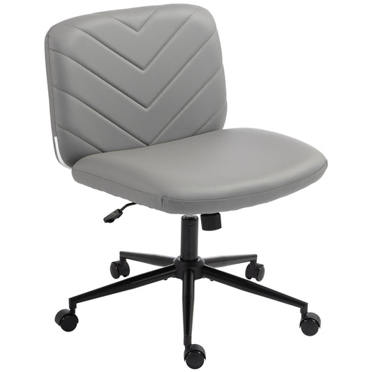 Photo of HOMCOM Home Office Desk Chair Height Adjustable Swivel Chair Cross Legged Wide Seat Swivel Wheels Grey in Grey colour on a white background