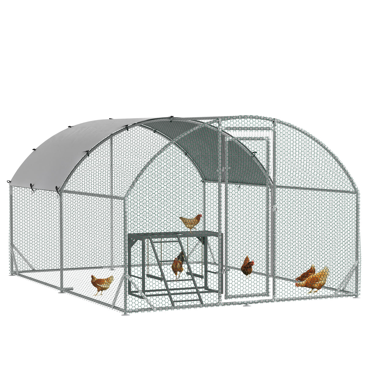 Photo of PawHut Walk In Chicken Run with Chicken Activity Shelf and Cover, 2.8 x 3.8 x 2m in 2m colour on a white background