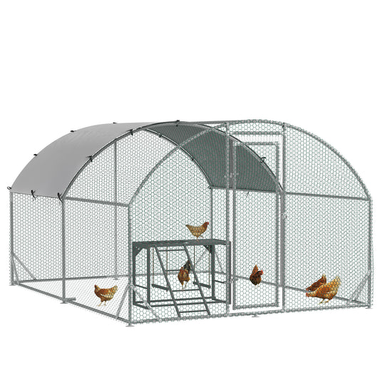 Photo of PawHut Walk In Chicken Run with Chicken Activity Shelf and Cover, 2.8 x 3.8 x 2m in 2m colour on a white background