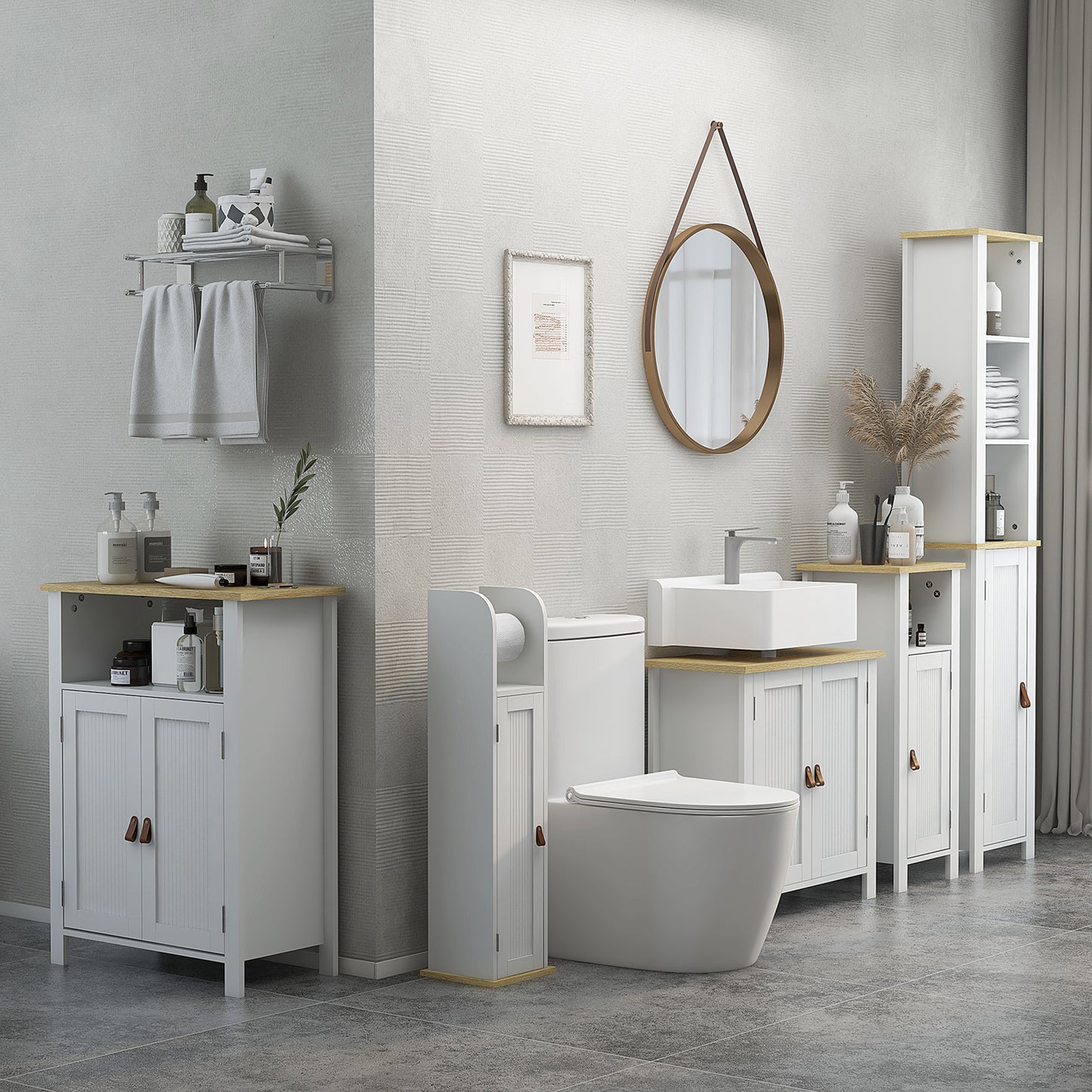 kleankin Slim Bathroom Storage Cabinet - White