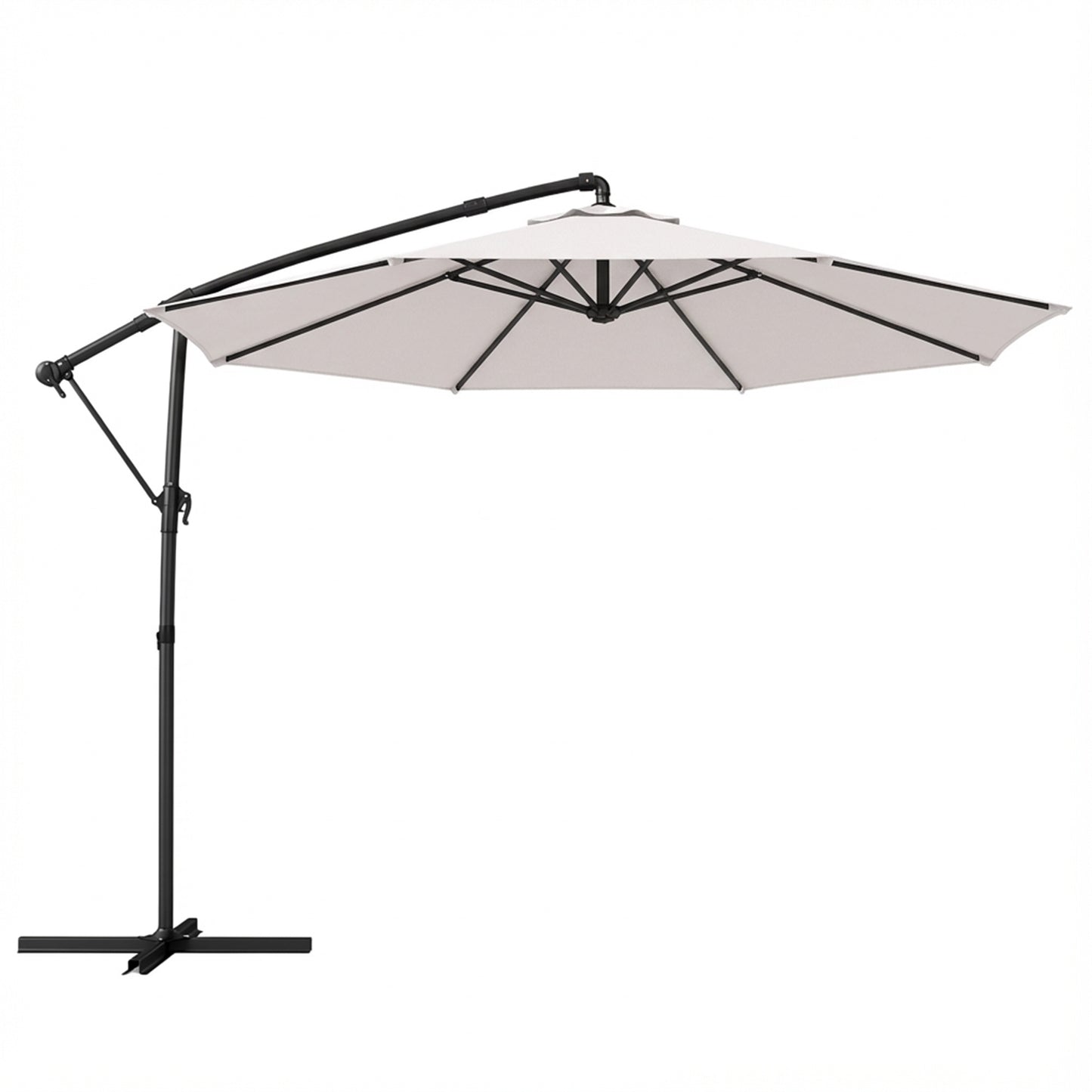 Photo of Outsunny 3 m Garden Cantilever Parasol with Cover, Round Overhanging Umbrella with 360° Rotation, Tilt, Cream White in White colour on a white background