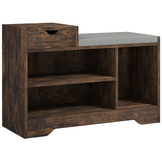 Photo of HOMCOM Multi-Compartment Shoe Bench, with Seat - Rustic Brown in Brown colour on a white background