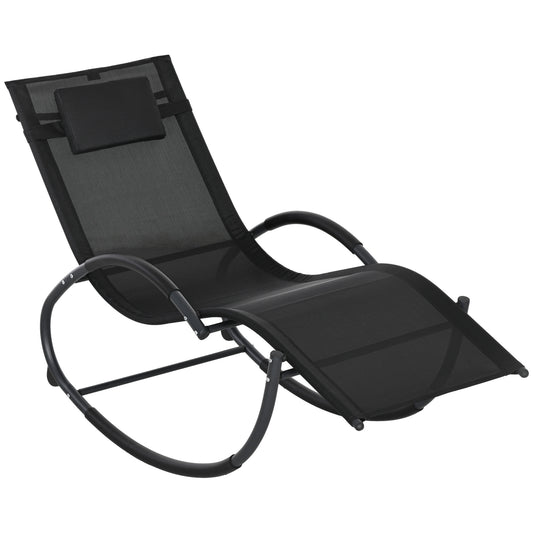 Photo of Outsunny Steel Frame Zero Gravity Rocking Chair, with Pillow - Black in Black colour on a white background