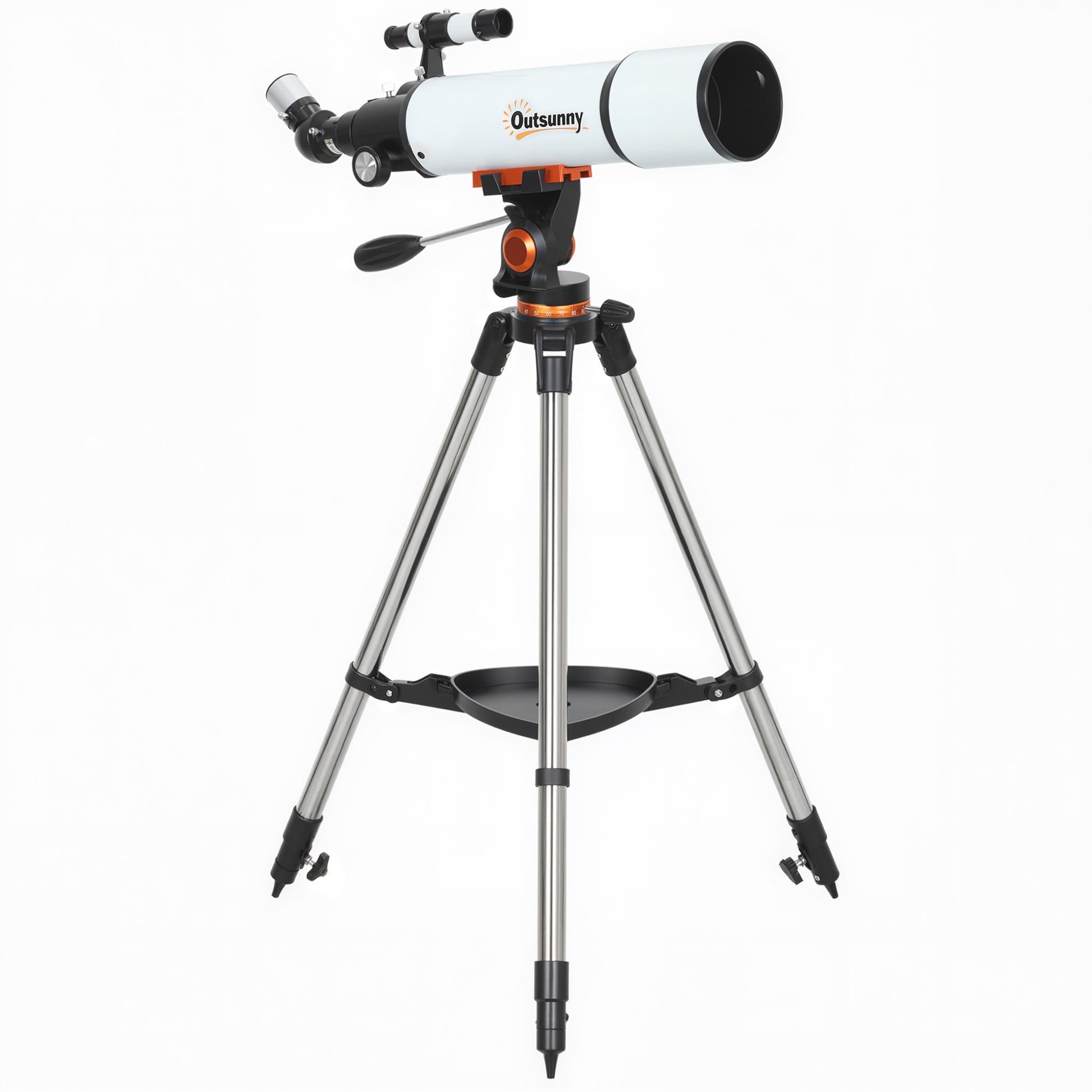 Photo of Outsunny Astronomy Telescope for Adults and Beginners with 80 mm Aperture, Carry Bag, White in White colour on a white background