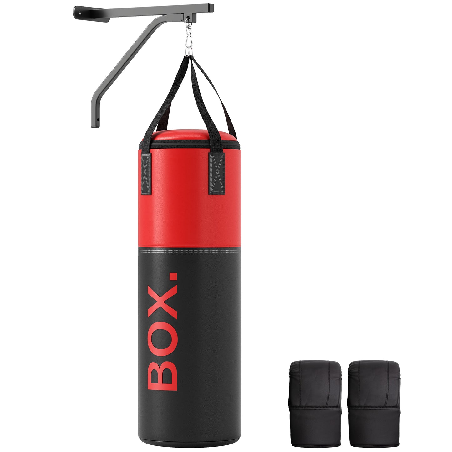 Photo of SPORTNOW Unfilled Punching Bag Set with Boxing Bag Bracket, Boxing Gloves, Hand Wraps and 360° Swivel Hook in Hook colour on a white background