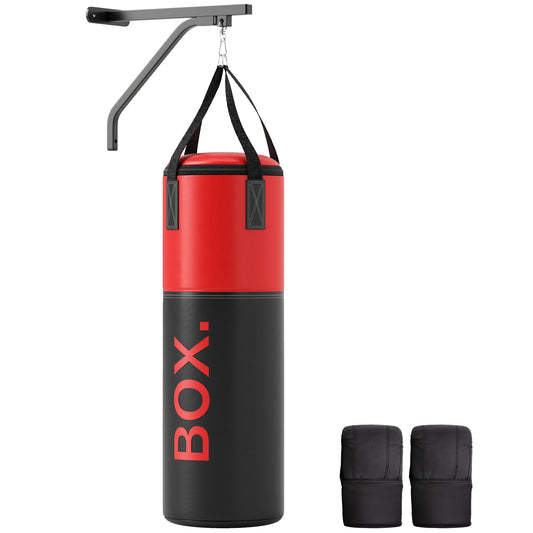 Photo of SPORTNOW Unfilled Punching Bag Set with Boxing Bag Bracket, Boxing Gloves, Hand Wraps and 360° Swivel Hook in Hook colour on a white background