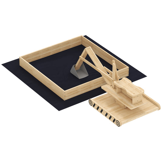 Photo of AIYAPLAY Wooden Sand Pit with Digger, Kids Sandbox Outdoor, SandPit with 360 Swivel Seat and Bottom Liner in Liner colour on a white background