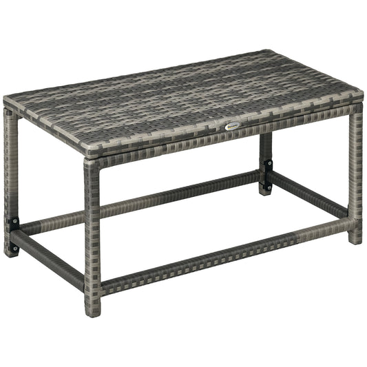 Photo of Outsunny Outdoor Coffee Table Side Table with Rectangular Shape Frame for Patio, Balcony, Mixed Grey in Grey colour on a white background