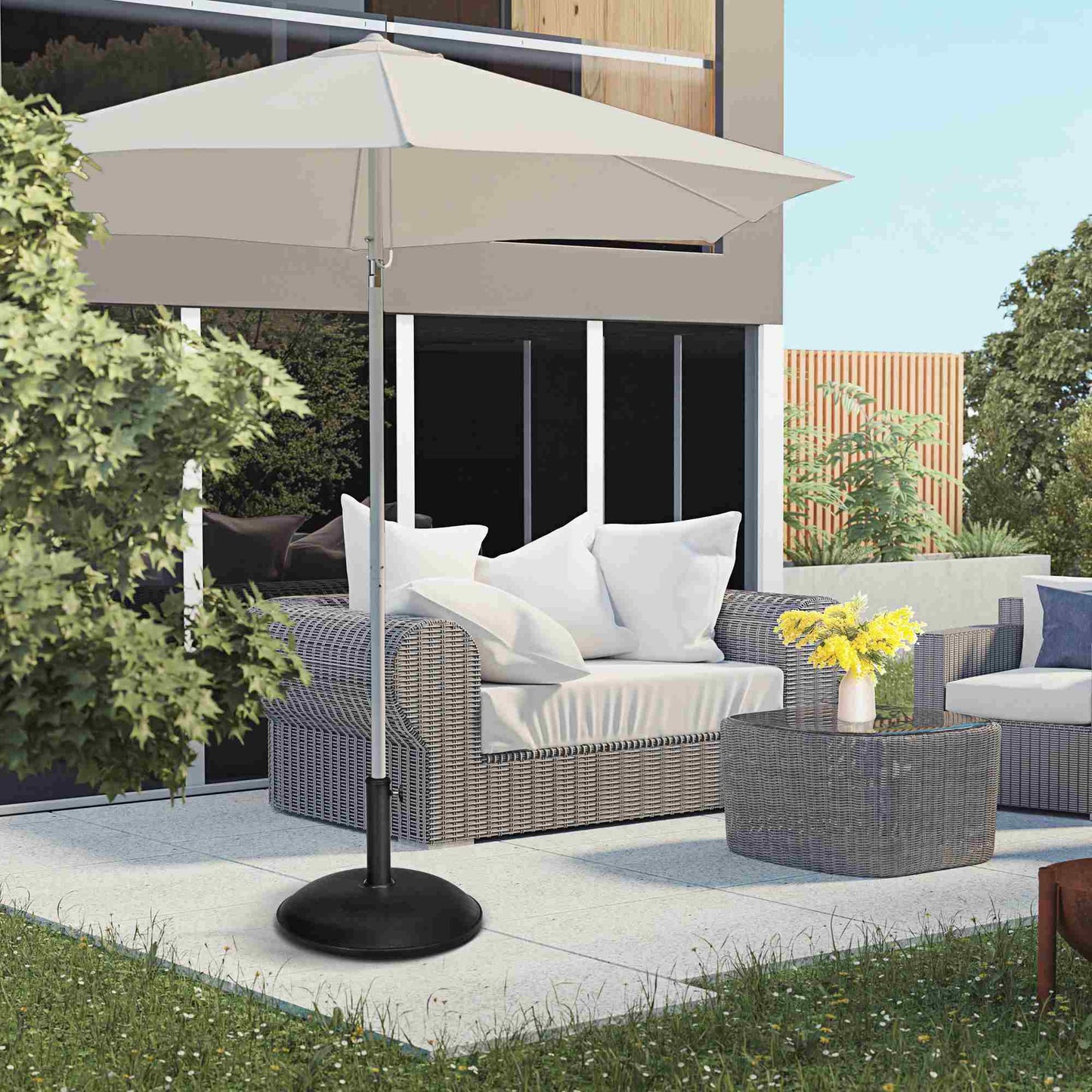 Outsunny Heavy Duty Cement Parasol Base 20kg Round Patio Umbrella Stand Garden Outdoor Shade Holder for Dia. 35mm/38mm/48mm Poles