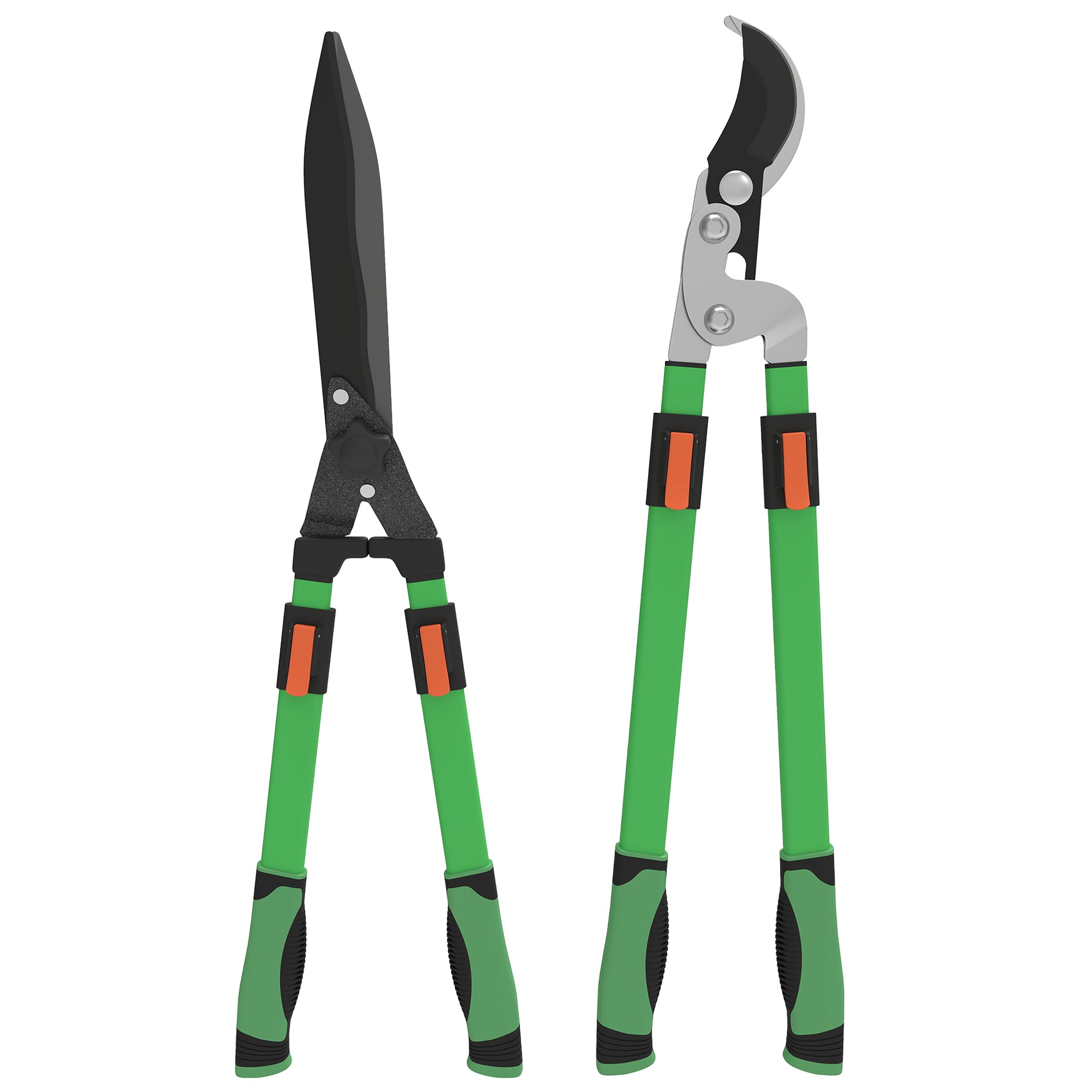 Photo of Outsunny 2 Pcs Garden Shears Set, Tree Lopper, Hedge Shears with Telescopic Extendable Handles, Garden Shears for Hedges, Shrubs and Bushes, Lightweight Shrub Care Kit for Cutting, Trimming in Trimming colour on a white background