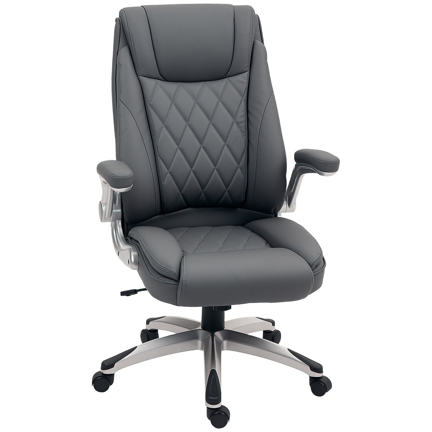 Photo of Vinsetto Faux Leather Executive Swivel Office Chair - Dark Grey in Grey colour on a white background