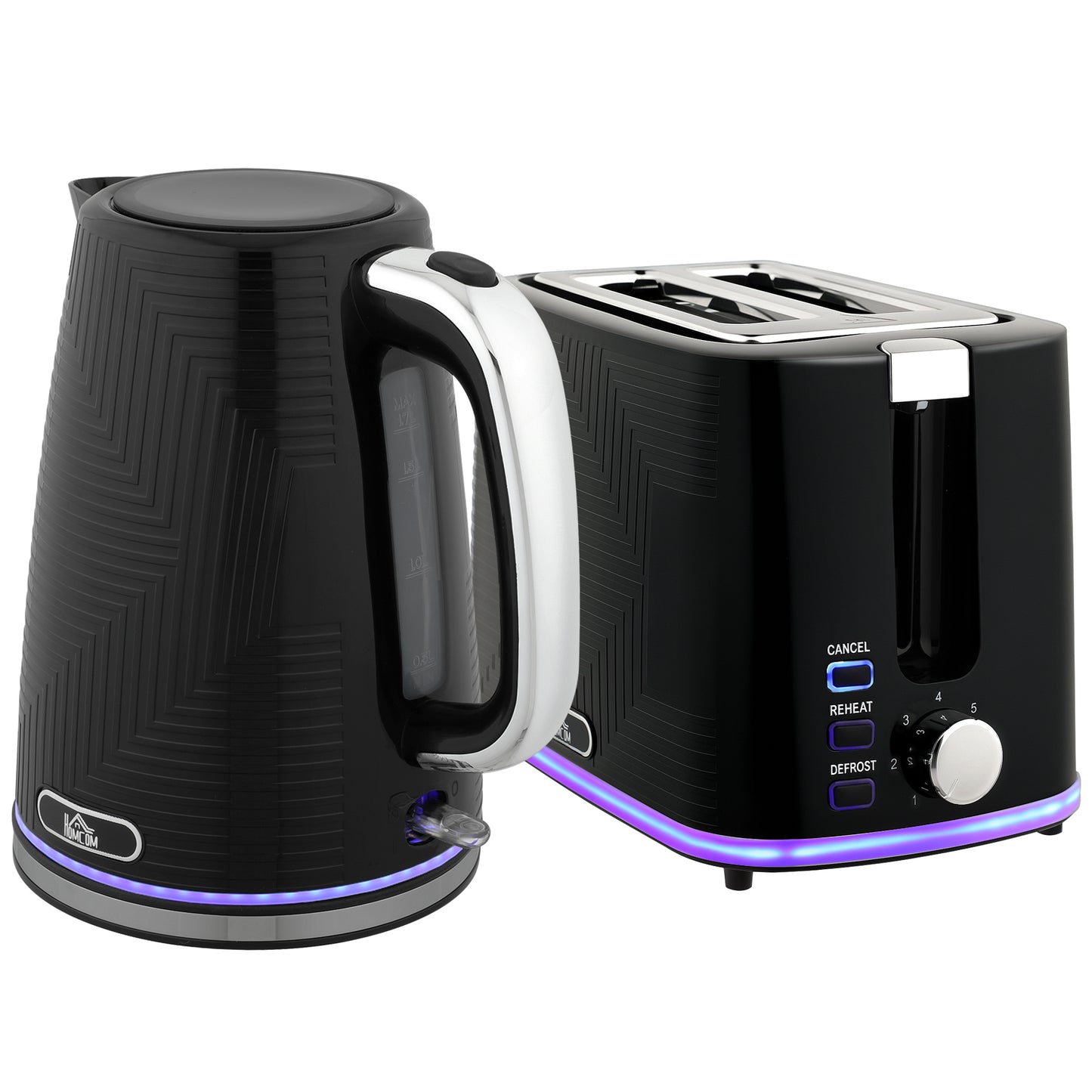 Photo of HOMCOM Modern Kettle and Toaster Set - Black in Black colour on a white background