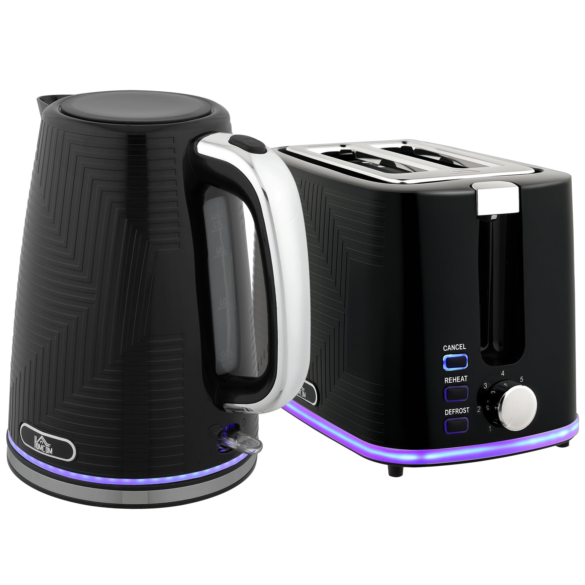 Photo of HOMCOM Modern Kettle and Toaster Set - Black in Black colour on a white background
