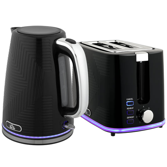 Photo of HOMCOM Modern Kettle and Toaster Set - Black in Black colour on a white background