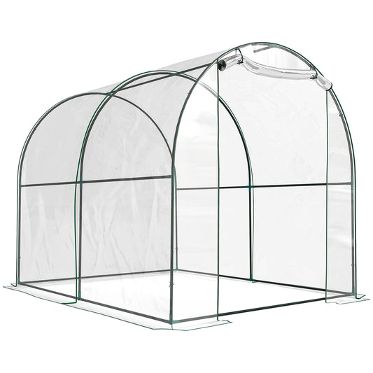 Photo of Outsunny Walk-in Polytunnel Greenhouse with Roll-up Door Transparent Tunnel Greenhouse with Steel Frame and PVC Cover, 2.5 x 2m in 2m colour on a white background