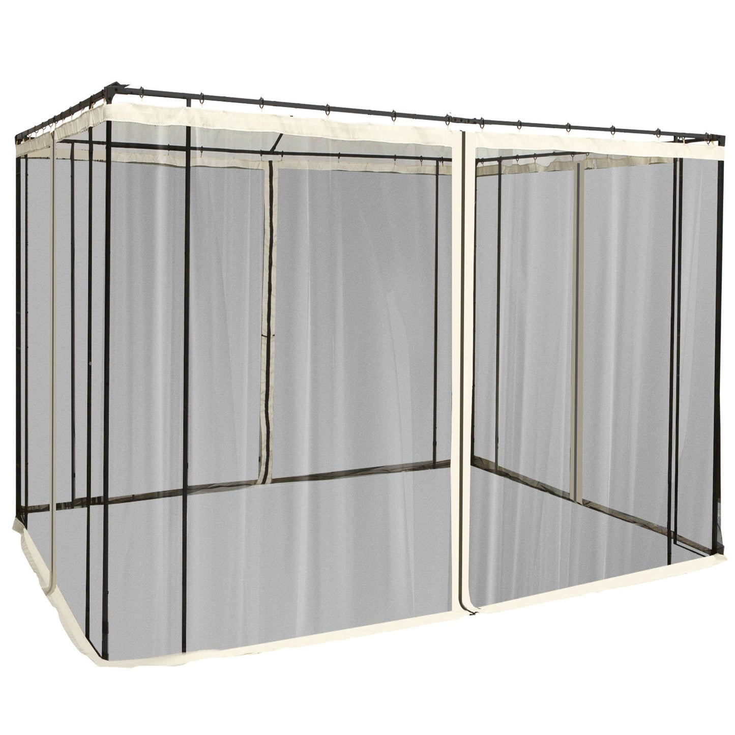 Photo of Outsunny 302 x 207cm Universal Replacement Mesh Sidewall Netting for Patio Gazebos and Canopy Tents, (Sidewall Only) Cream White in White colour on a white background