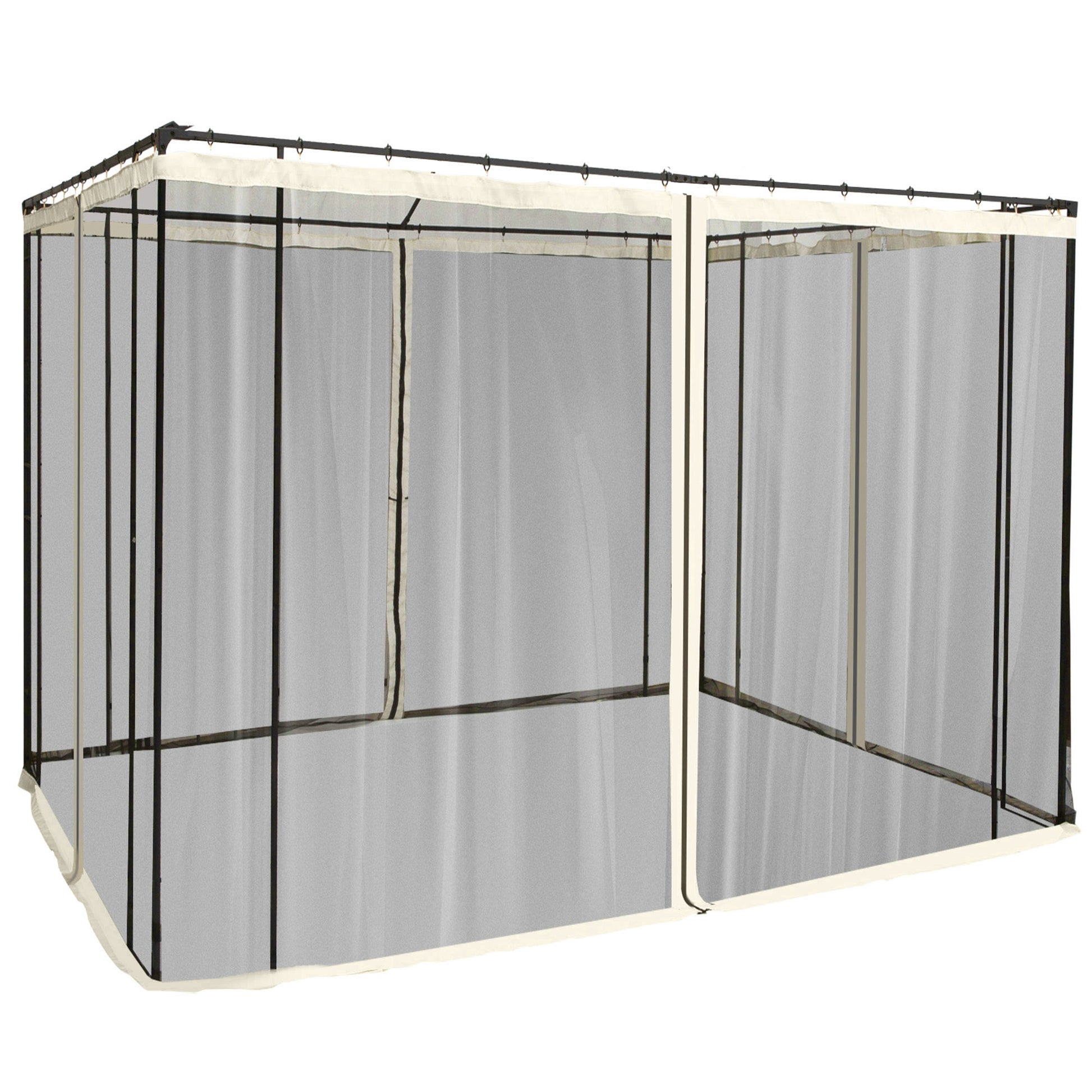 Photo of Outsunny 302 x 207cm Universal Replacement Mesh Sidewall Netting for Patio Gazebos and Canopy Tents, (Sidewall Only) Cream White in White colour on a white background