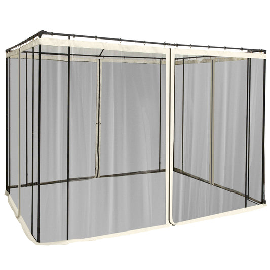Photo of Outsunny 302 x 207cm Universal Replacement Mesh Sidewall Netting for Patio Gazebos and Canopy Tents, (Sidewall Only) Cream White in White colour on a white background