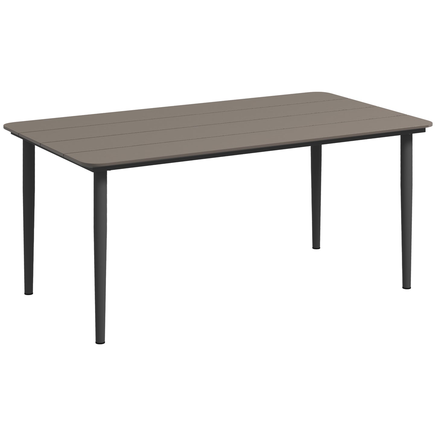 Photo of Outsunny Garden Table, Outdoor Dining Table for 6 People, 160 x 90 x 74 cm, with Rust Resistant Metal Frame, WPC Top, for Balcony, Terrace, Dark Grey in Grey colour on a white background