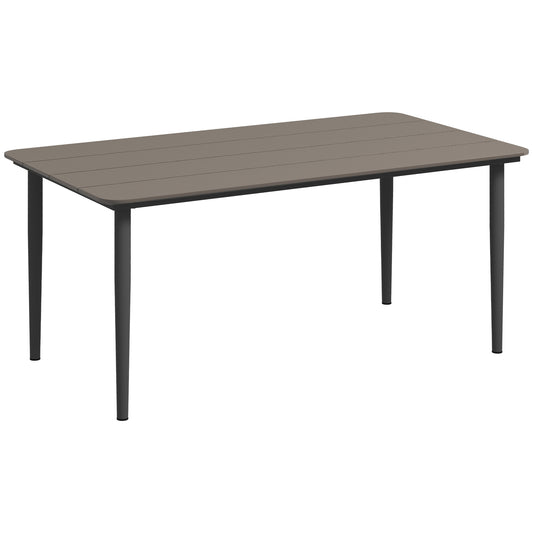 Photo of Outsunny Garden Table, Outdoor Dining Table for 6 People, 160 x 90 x 74 cm, with Rust Resistant Metal Frame, WPC Top, for Balcony, Terrace, Dark Grey in Grey colour on a white background