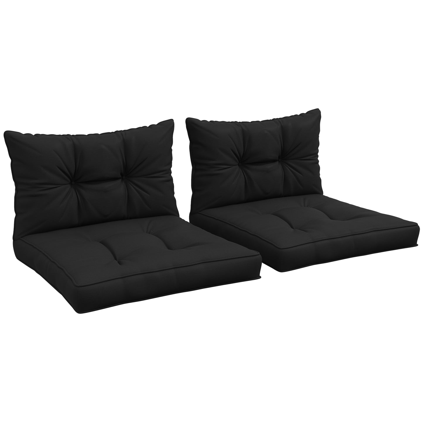 Photo of Outsunny 4-Piece Seat Cushions Back Pillows Replacement, Patio Chair Cushions Set for Indoor Outdoor, Black in Black colour on a white background