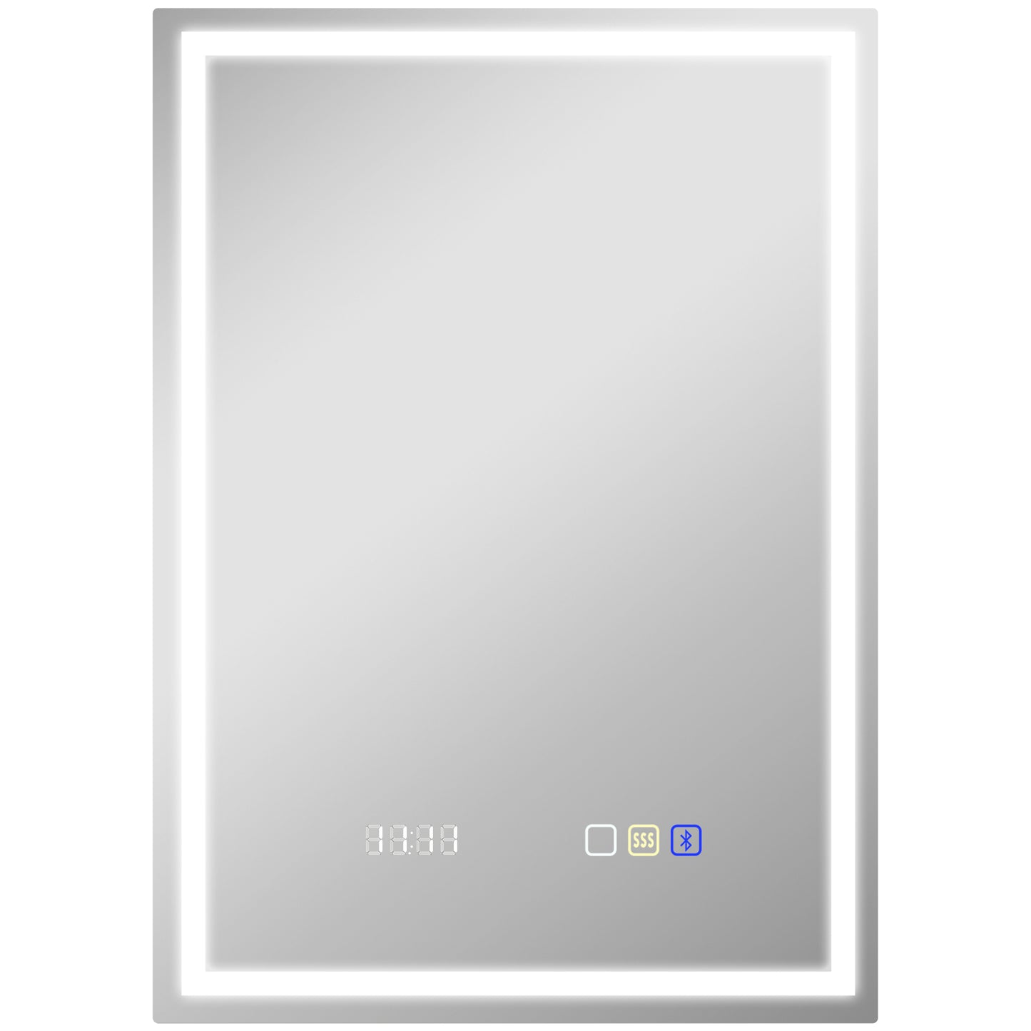 Photo of HOMCOM 50 x 70 cm Anti-Fog LED Bathroom Mirror, with Bluetooth and Clock - Silver Tone in Tone colour on a white background