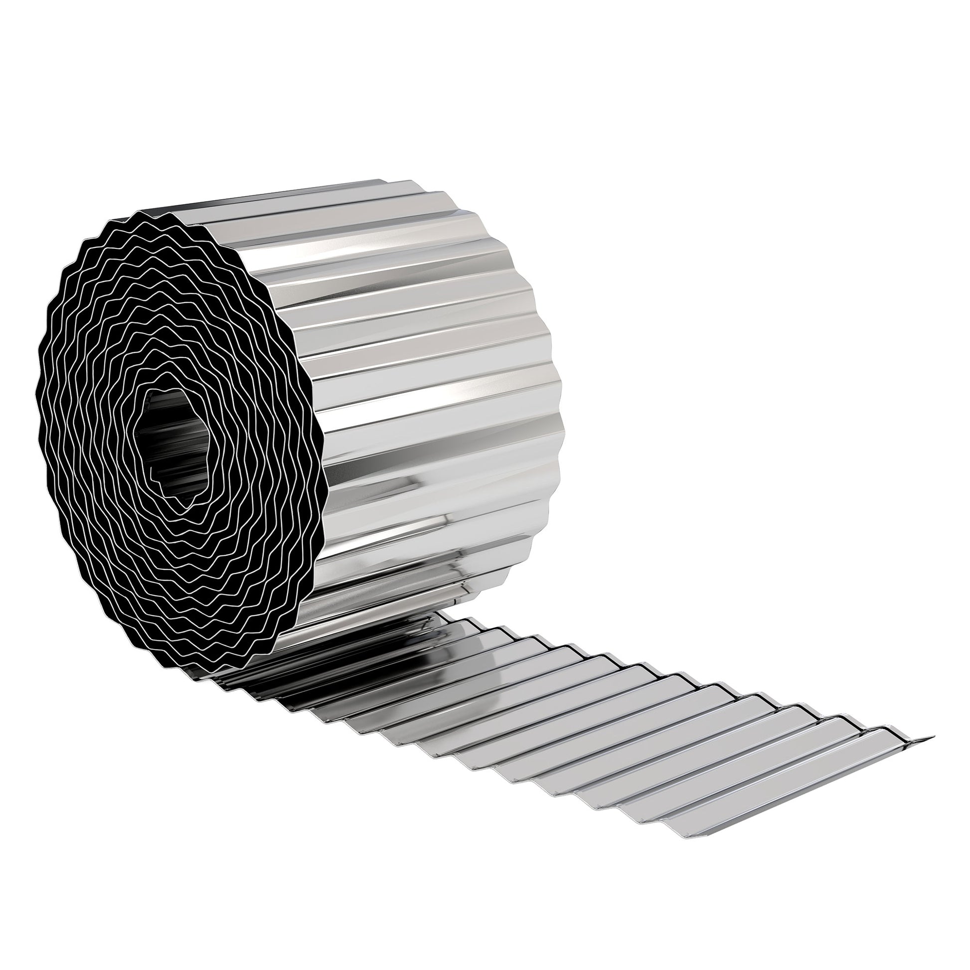 Photo of Outsunny Metal Garden Edging Border, 8 in x 21.3 ft Corrugated Heavy Duty Galvanised Steel Lawn Edging, Silver Tone in Tone colour on a white background