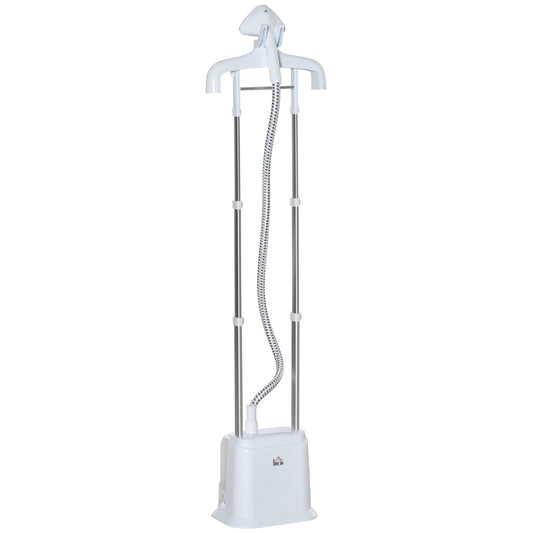 Photo of HOMCOM Upright Garment Clothes Steamer with 6 Steam Setting, 45s Fast Heat-up, 1.7L Water Tank and 35g/min steam flow, Wrinkle and Odour Remover Suitable for all Fabrics, 1960W, White in White colour on a white background