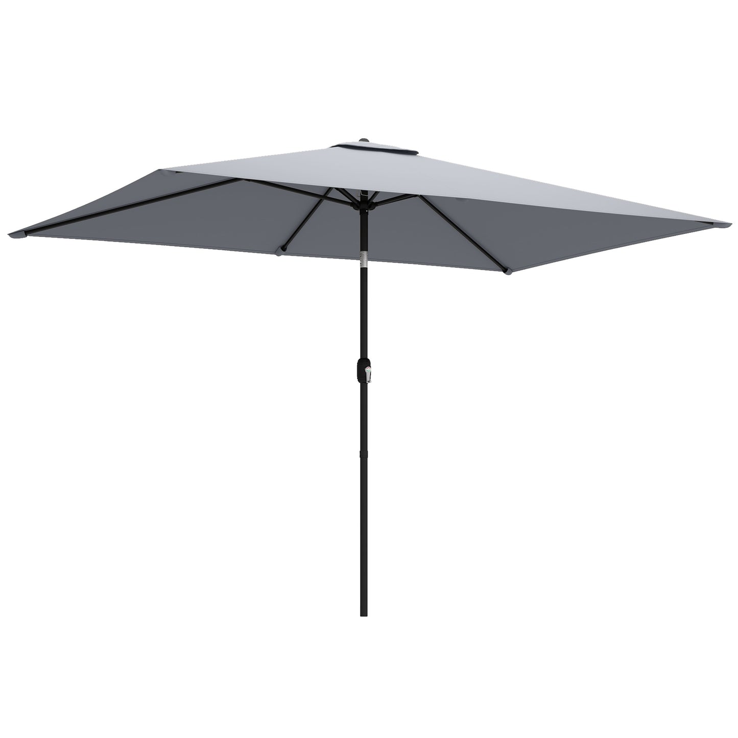 Photo of Outsunny Garden Parasol, Parasol Umbrella with Crank Handle, Tilt Function, Polyester Canopy, Light Grey in Grey colour on a white background