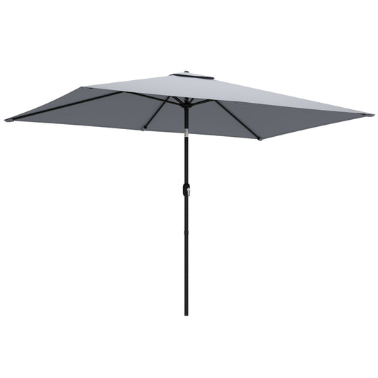 Photo of Outsunny Garden Parasol, Parasol Umbrella with Crank Handle, Tilt Function, Polyester Canopy, Light Grey in Grey colour on a white background
