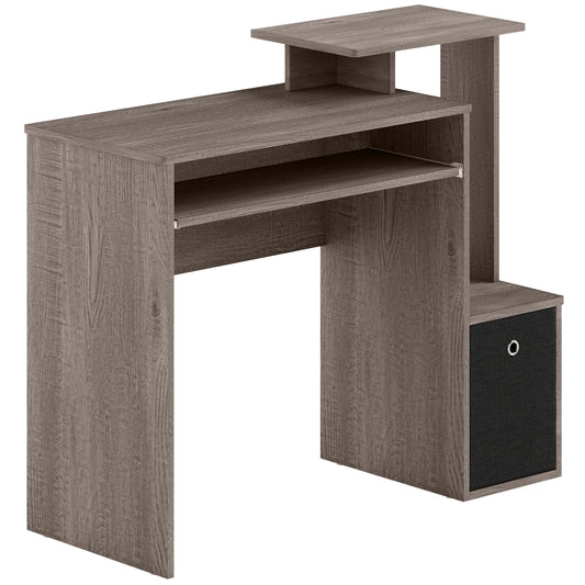Photo of HOMCOM Computer Desk with Sliding Keyboard Tray Storage Drawer Shelf Home Office Workstation Grey in Grey colour on a white background