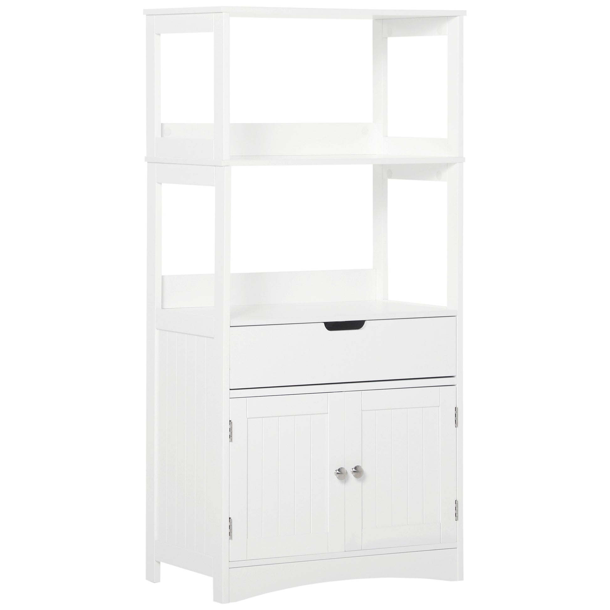 Photo of kleankin Bathroom Floor Cabinet, Free Standing Kitchen Cupboard with Shelves, Drawer and Doors, Storage Organizer for Living Room, White in White colour on a white background