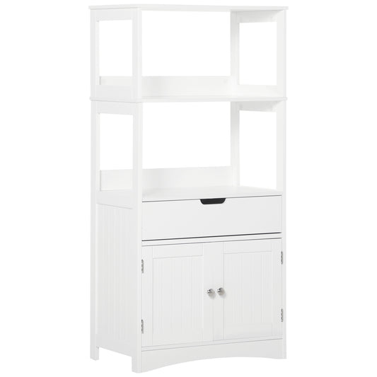 Photo of kleankin Bathroom Floor Cabinet, Free Standing Kitchen Cupboard with Shelves, Drawer and Doors, Storage Organizer for Living Room, White in White colour on a white background