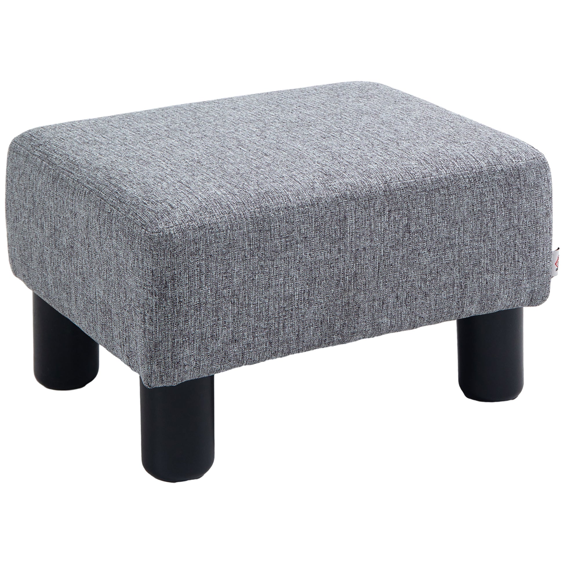 Photo of HOMCOM Linen Fabric Footstool Ottoman Cube with 4 Plastic Legs, Grey in Grey colour on a white background