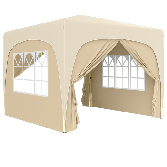 Photo of Outsunny 3 x 3m Pop-Up Gazebo Shelter, with Accessories - Sand in Sand colour on a white background