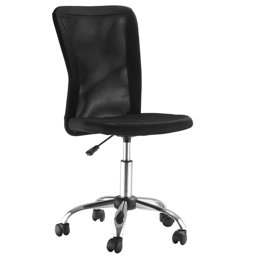 Photo of Vinsetto Office Chair, Armless Desk Chair, Adjustable Computer Swivel Chair with Rolling Wheels and Mesh Back for Home Work Study, Black in Black colour on a white background