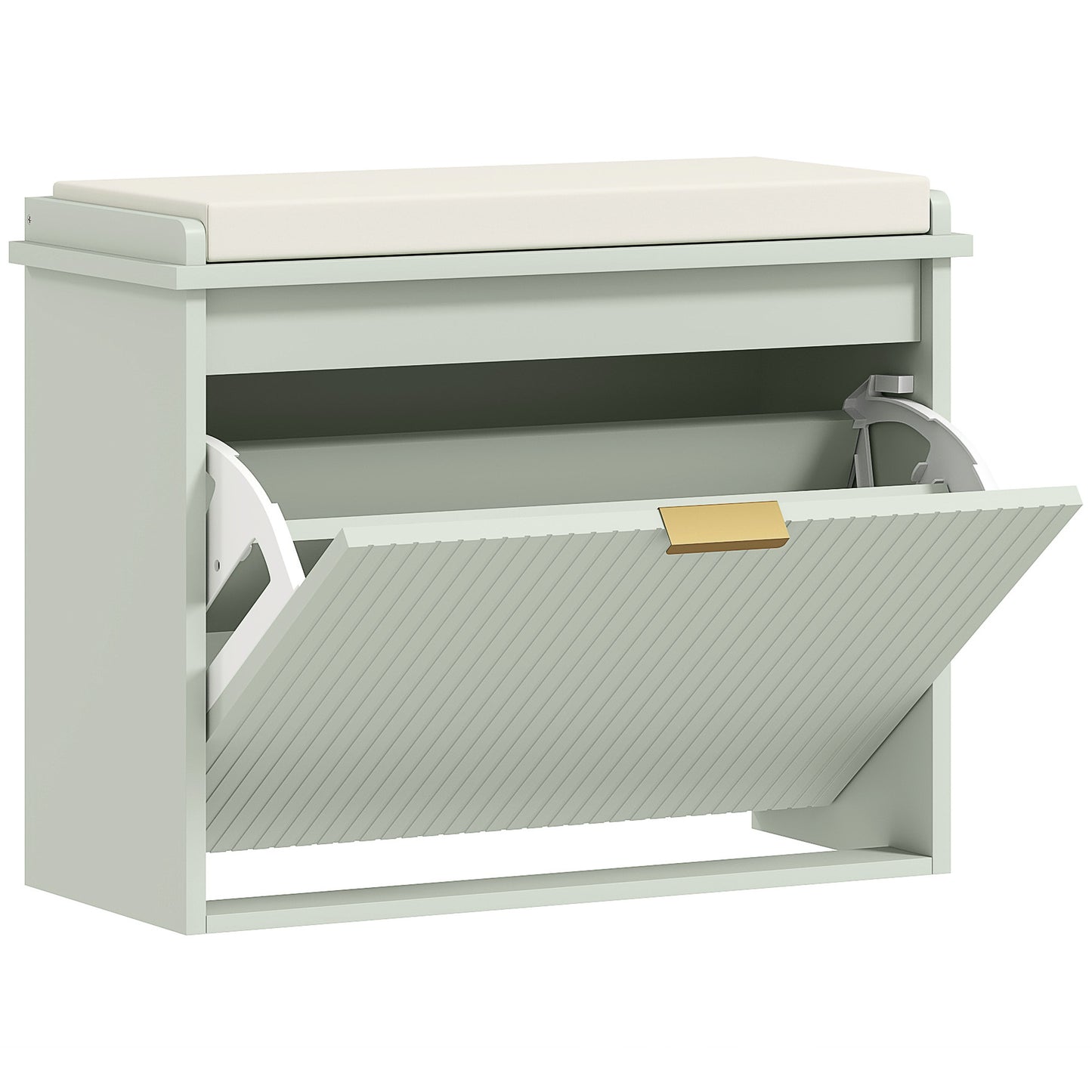 Photo of HOMCOM Elegant Six Shoe Bench, with Top Seat - Green in Green colour on a white background
