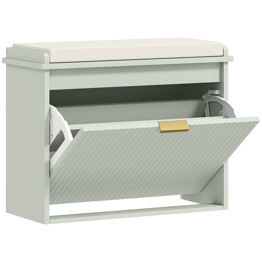Photo of HOMCOM Elegant Six Shoe Bench, with Top Seat - Green in Green colour on a white background