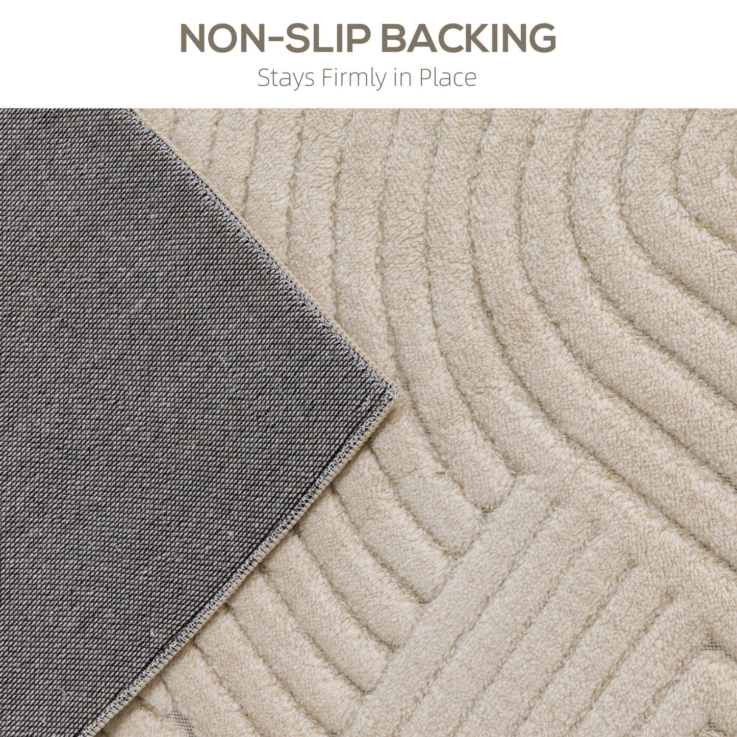 HOMCOM Modern Geometric Rug, Thick & Plush, Non-Slip, 230 x 160 cm, Cream, Living Room, Bedroom, Office